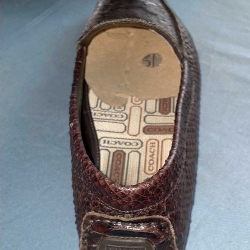 Coach Dark Brown Boa real snake skin Men's Loafers - Picture 3 of 7